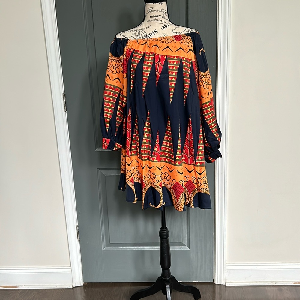 African print mini dress, little for the summer 100% polyester